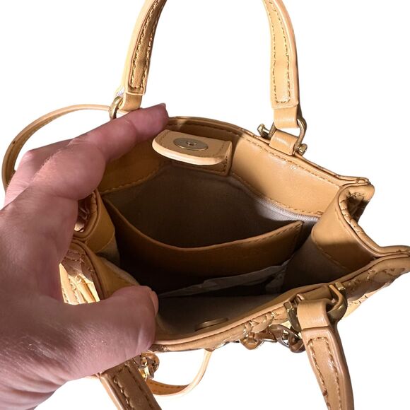 ZARA Quilted Satchel Style Small Tote Bag‎ Mustard Yellow - Picture 6 of 6